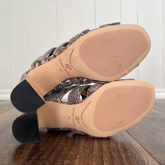 Corso Como Madelina Snakeskin Strappy Block Heel Ankle Strap Sandal Size 7 Multi - Picture 9 of 13